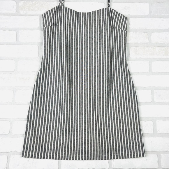 Princess Polly Missing Soul Mini Dress Striped Spaghetti Strap Grey Size 6 NWT - Picture 2 of 15